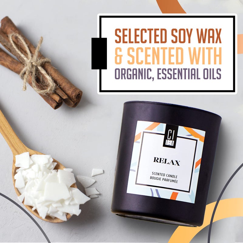 CITea - 100% Natural Soy Wax Scented Candle, Stress Relief Soy Candle with Natural Oils, Large Candle 8 Oz, Sandalwood and Musk Scent, Relax - Image 3